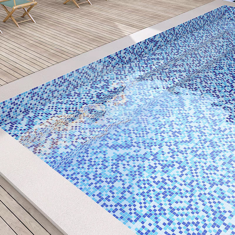 Gạch Mosaic Lát Sàn Chống Trượt Biệt Thự Và Hồ Bơi, Gốm Tráng Men Xanh Dương Pha Trộn 48x48mm