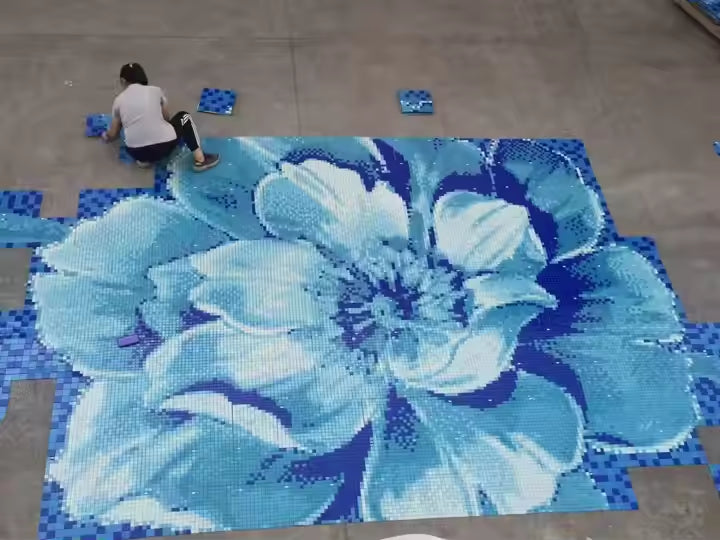 Gạch ốp tường mOSAIC kính nghệ thuật trang trí thủ công họa tiết hoa nhiều màu tùy chỉnh