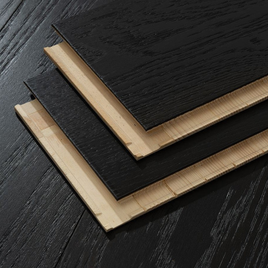 Sàn gỗ composite gỗ tự nhiên ba lớp nguyên chất gỗ Sồi tiêu chuẩn ENF dùng cho gia đình sưởi sàn lắp đặt hèm khóa tấm lớn màu đen