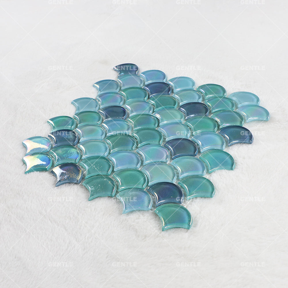Gạch Ốp Tường Nội Thất Mosaic Xanh Óng Ánh Trang Trí Bếp Phòng Tắm Dự Án Khách Sạn