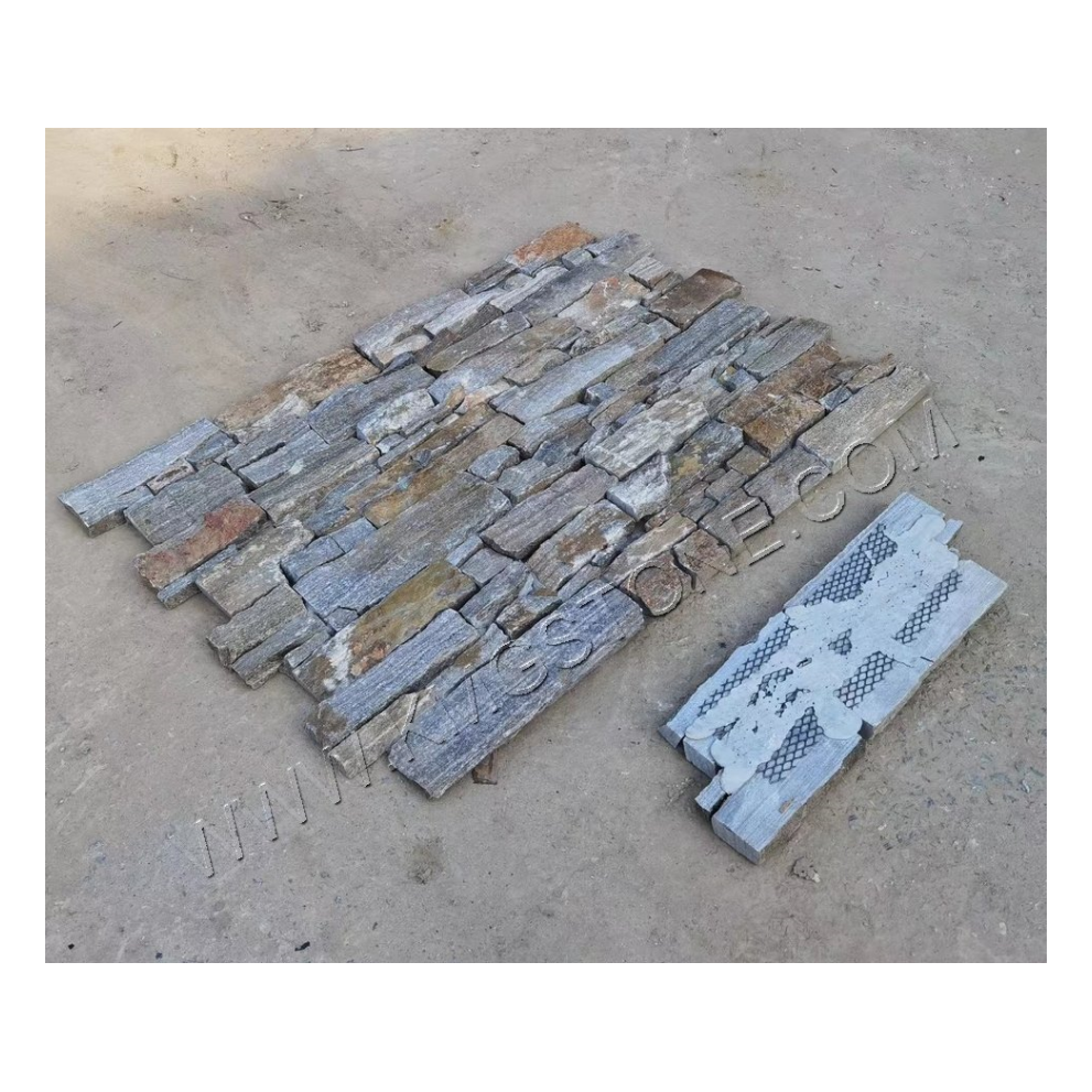 Gạch ốp tường đá vôi tự nhiên dạng veneer hoàn thiện bề mặt chẻ, kháng ăn mòn axit, dùng cho Khách sạn và Biệt thự Ngoài trời.