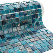 Gạch mosaic thủy tinh dày 4mm hiện đại sang trọng màu xanh lá cây cam vuông nhiều màu sắc cho tường ốp tường nhà biệt thự hồ bơi