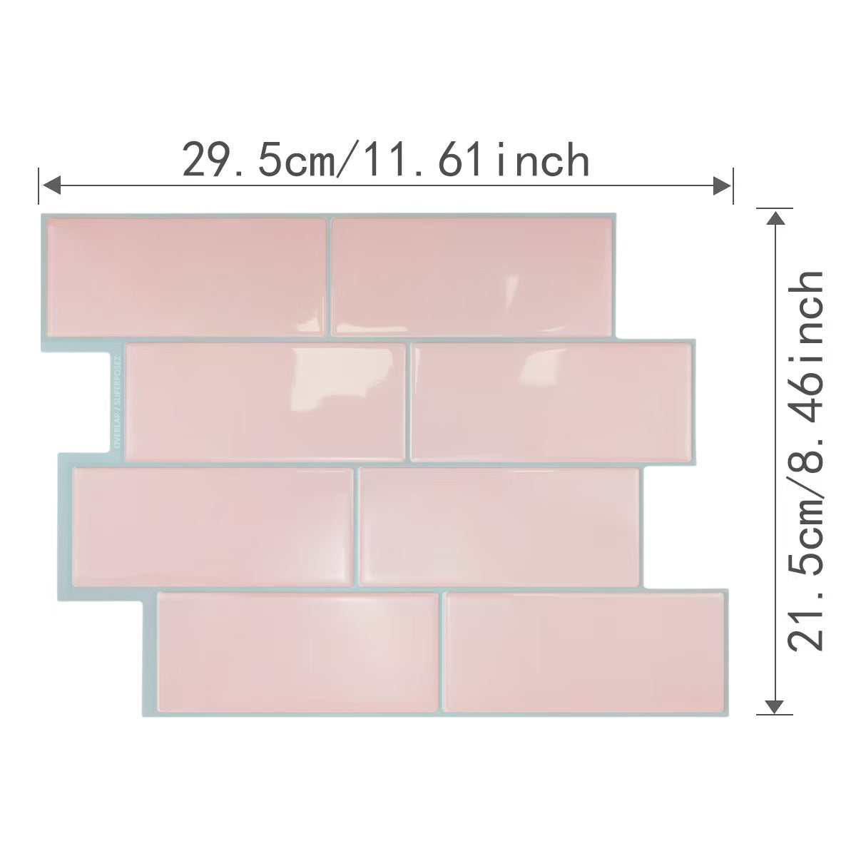 Gạch mosaic vuông ốp tường bóc dán dạng tàu điện ngầm bằng đá cẩm thạch xanh nhạt hiện đại, bóng tự dính, kích thước 11.56*8.38 inch, dành cho bếp kiểu đồ họa.