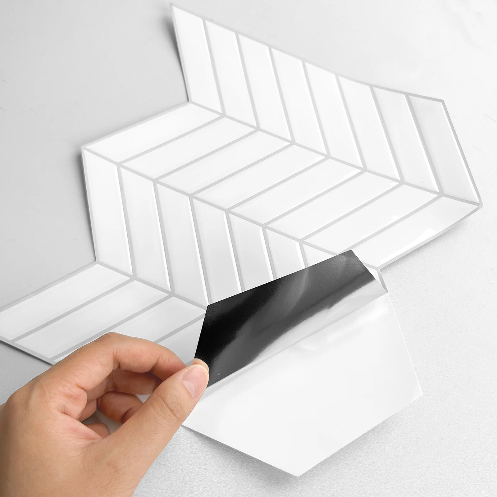 Tấm Dán Tường 3D Vân Xương Cá Đen Bóng Dán Bếp