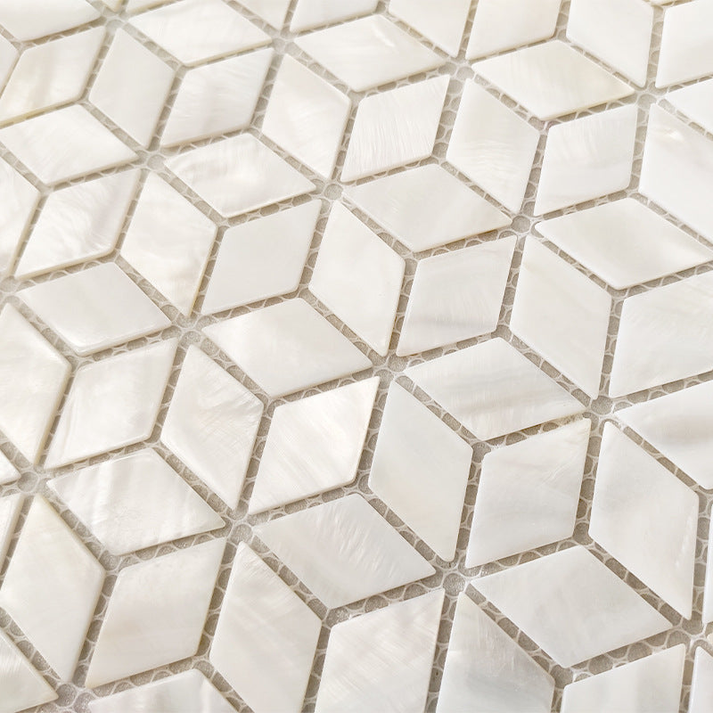 Gạch Mosaic Vỏ Sò Kiểu Parquet Châu Âu Bề Mặt Bóng Trắng Ngọc Trai Trang Trí Tường Nội Thất Hiện Đại Cho Tường Nền Phòng Khách Ban Công