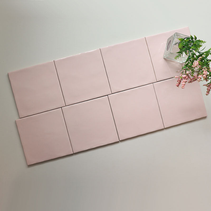 Gạch ốp tường gốm sứ hồng men bóng cạnh không đều