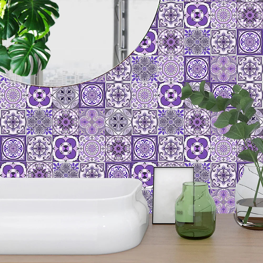 Gạch Dán Tường Sọc Tím Retro Dán Dính Nước Bếp Cầu Thang