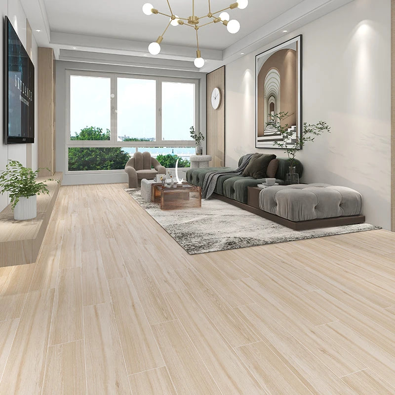 Gạch Porcelain Lát Sàn Vân Gỗ Nâu Xương Đồng Chất Mài Cạnh Chống Trượt Giả Cổ Phong Cách Bắc Âu Cho Phòng Ngủ Kích Thước 150x900mm