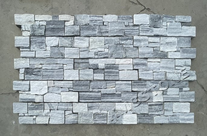 Đá Ốp Tường Tự Nhiên Thạch Anh Xám Mây, Ngoại Thất Hiện Đại, Veneer Văn Hóa, Kháng Axit Chống Xói Mòn, Tấm Phủ Tường Đá Phiến