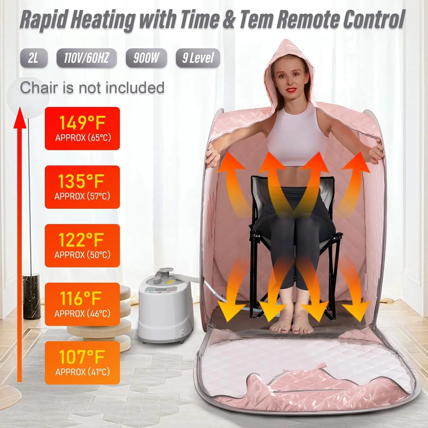 Smartmak Sauna Toan Than Di Dong 2L US Plug Dieu Tu Xa