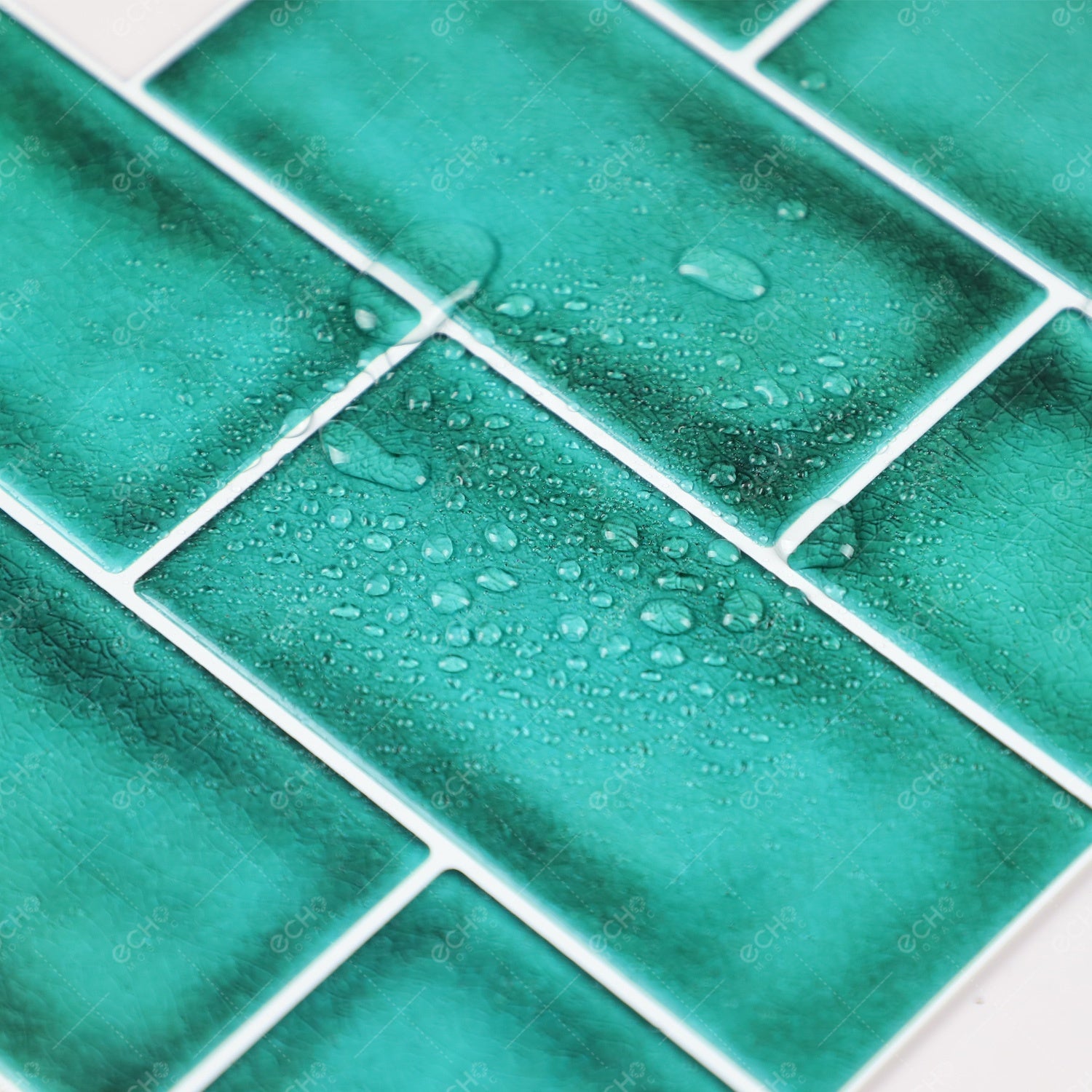 Phiên bản dày hơn Gạch ốp tường bếp dạng gel 3D bóc dán kiểu tàu điện ngầm vân gạch men xanh lá cây