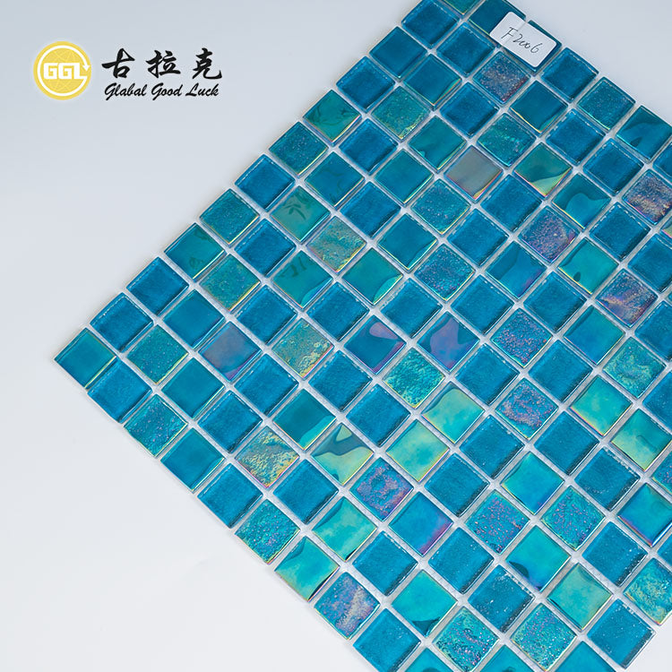 Gạch Mosaic Kính Màu Xanh Dương Óng Ánh Hình Vuông
