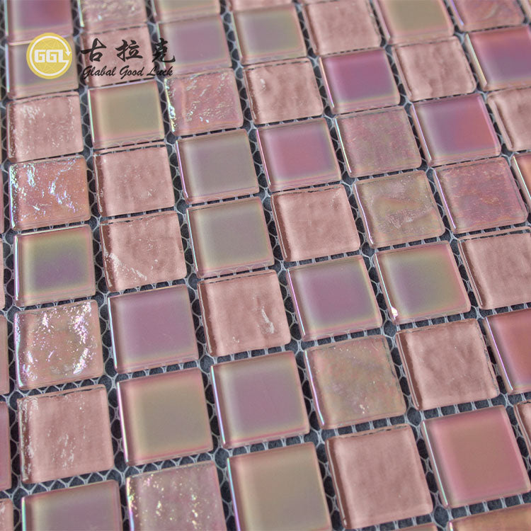 Gạch Mosaic Kính Pha Lê Óng Ánh Hồng Lộng Lẫy