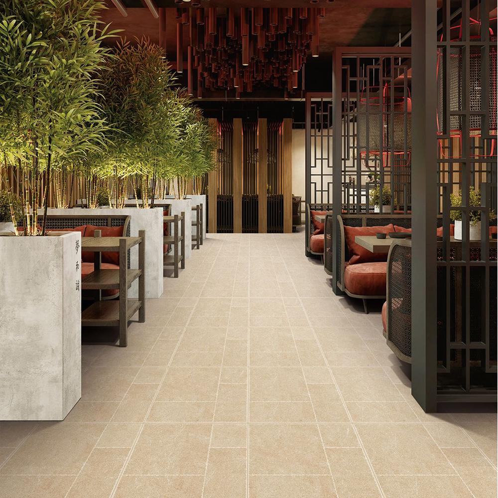 Gạch lát sân ngoài trời tiêu chuẩn Châu Âu, dày, 600x600, đá vôi, chống trơn, mờ