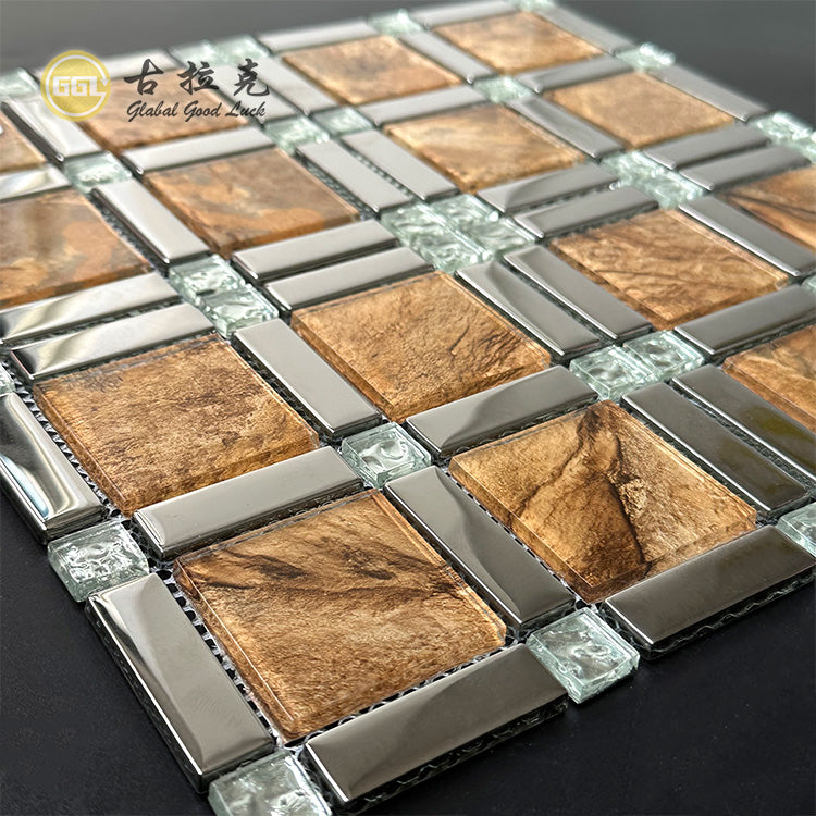 Gạch Mosaic Thủy Tinh Tông Màu Đất & Kim Loại Sang Trọng Dùng Trang Trí Tường Nội Ngoại Thất Và Cho Hồ Bơi Trong Nhà