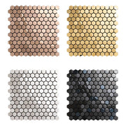 Gạch ốp tường bếp bằng thép không gỉ lục giác chống bám bẩn chất lượng cao 3D khảm kim loại bóc ra và dán
