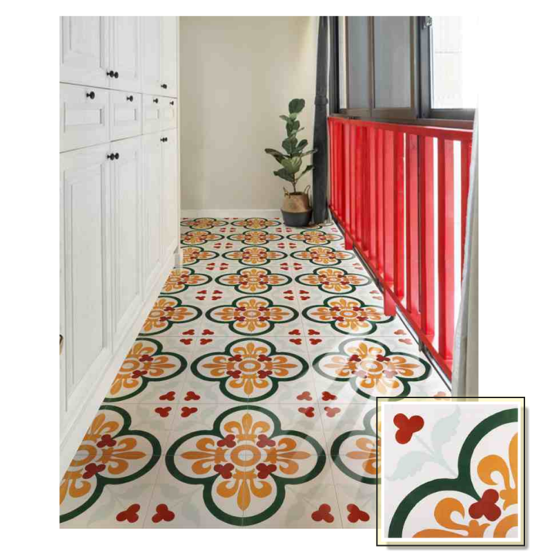 Gạch men Mosaic bông kiểu Pháp, họa tiết hoa, thiết kế hiện đại, thủ công