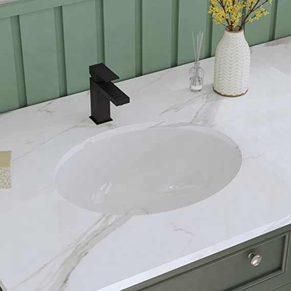 Bồn rửa mặt âm bàn 18&quot; X 15&quot; Bồn rửa mặt hình bầu dục bằng gốm sứ màu trắng có lỗ tràn