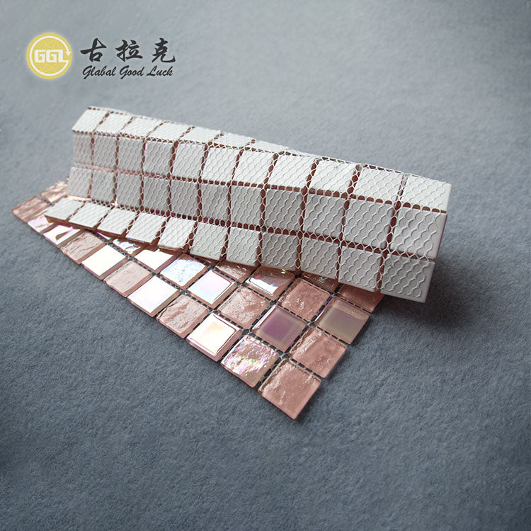 Gạch Mosaic Kính Pha Lê Óng Ánh Hồng Lộng Lẫy