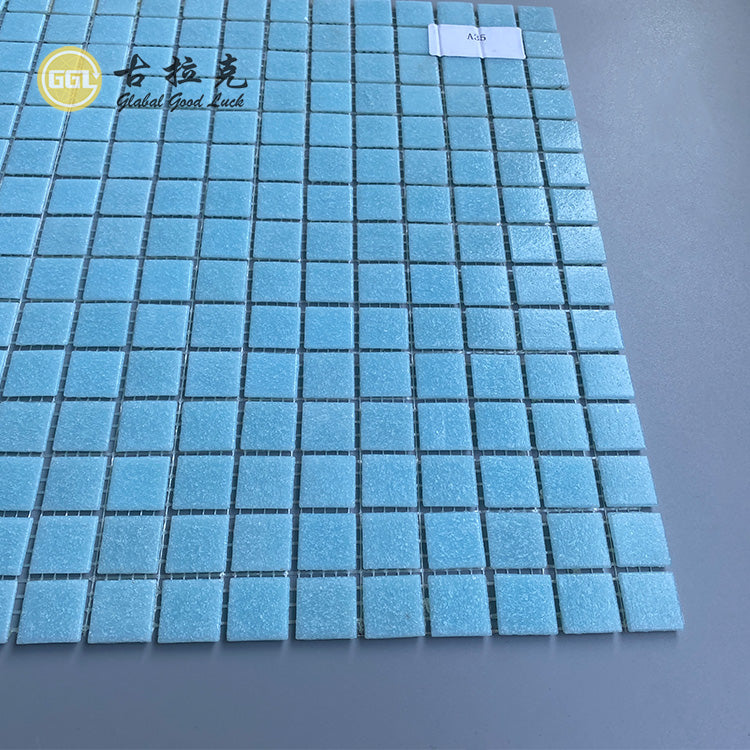 Gạch Mosaic Vuông Xanh Dương Bóng Cổ điển ốp Tường và Ngoài trời cho Hồ bơi, Phòng khách và Phòng ngủ