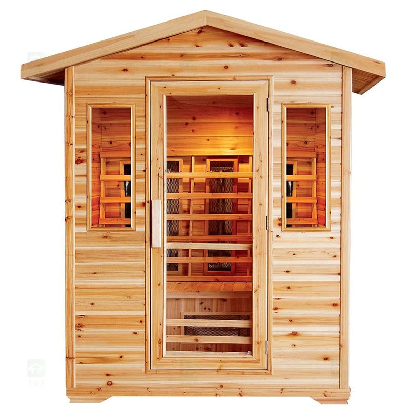 Phòng xông hơi hồng ngoại và xông hơi ướt bằng gỗ tuyết tùng, tùy chỉnh cho 2-5 người, hoàn thiện cho sân vườn ngoài trời