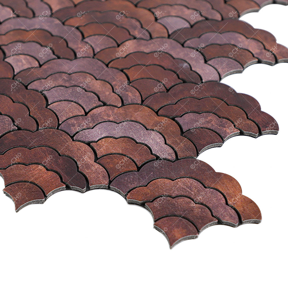 Gạch nhôm mosaic có keo dán chống thấm họa tiết vân mây vẽ màu nâu dùng trang trí nội thất