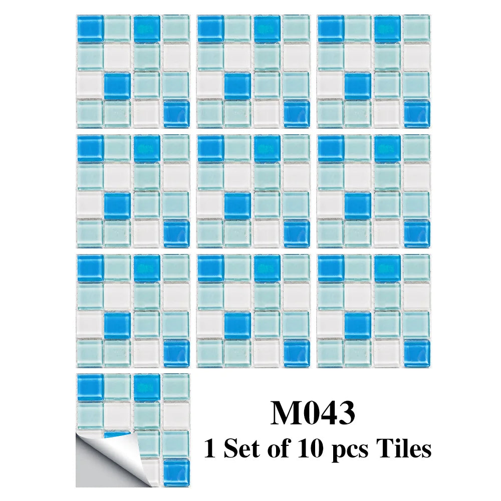 Bộ 10 Miếng Dán Gạch Mosaic Phẳng Dán Tường Bếp Phòng Tắm