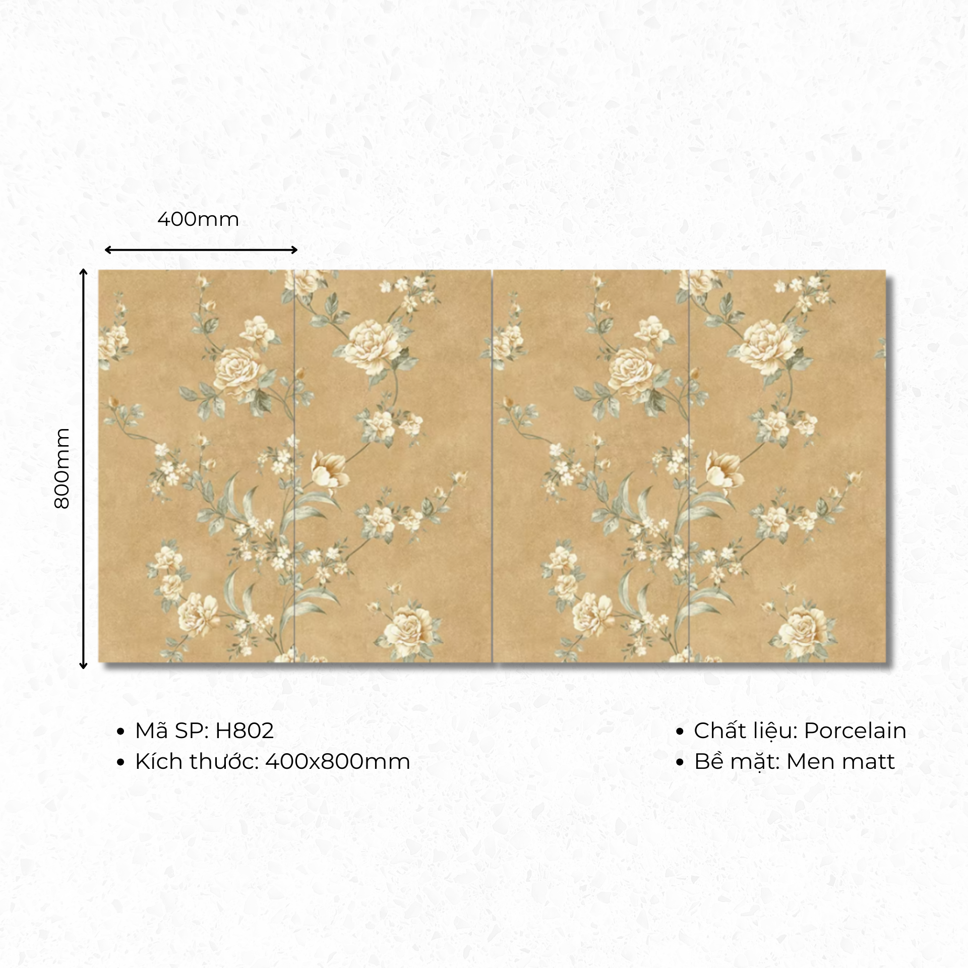 Gạch ốp lát 400x800 mã H802 (1thùng/ 1.92m2/ 6v/ 36,5kg)