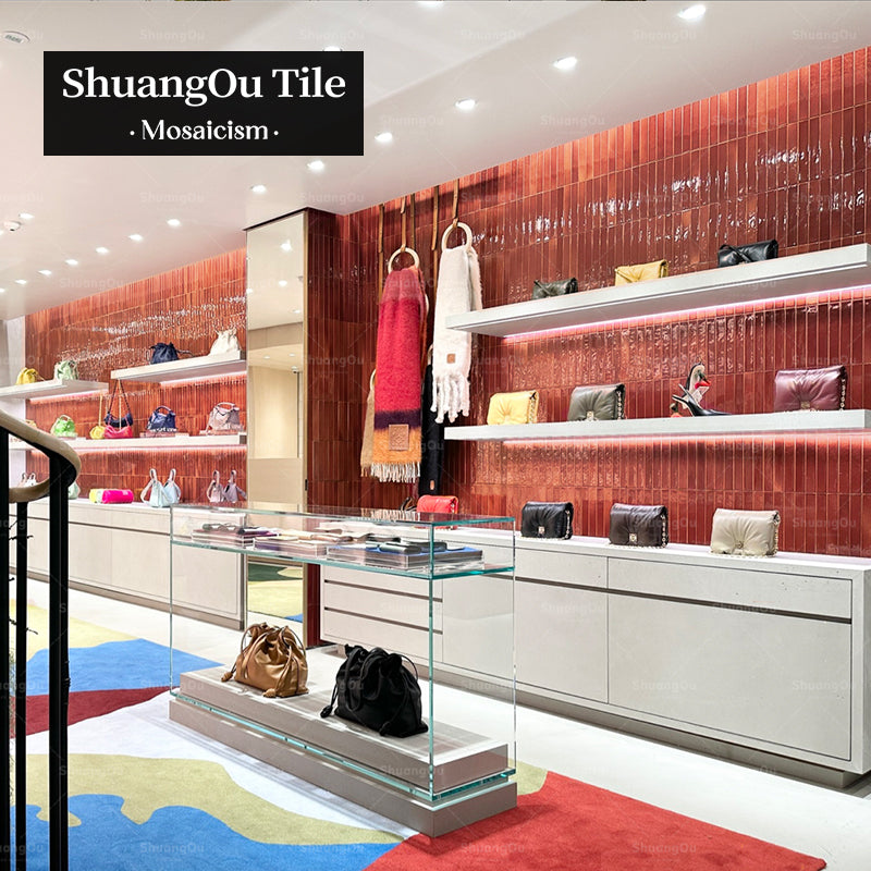 Gạch Mosaic Gốm Sứ Dải Men Ngón Tay Xanh Sóng Bạc Ánh Sáng Biển Trang Trí Tường Phòng Tắm, Bếp, Gia Đình, Nhà Hàng