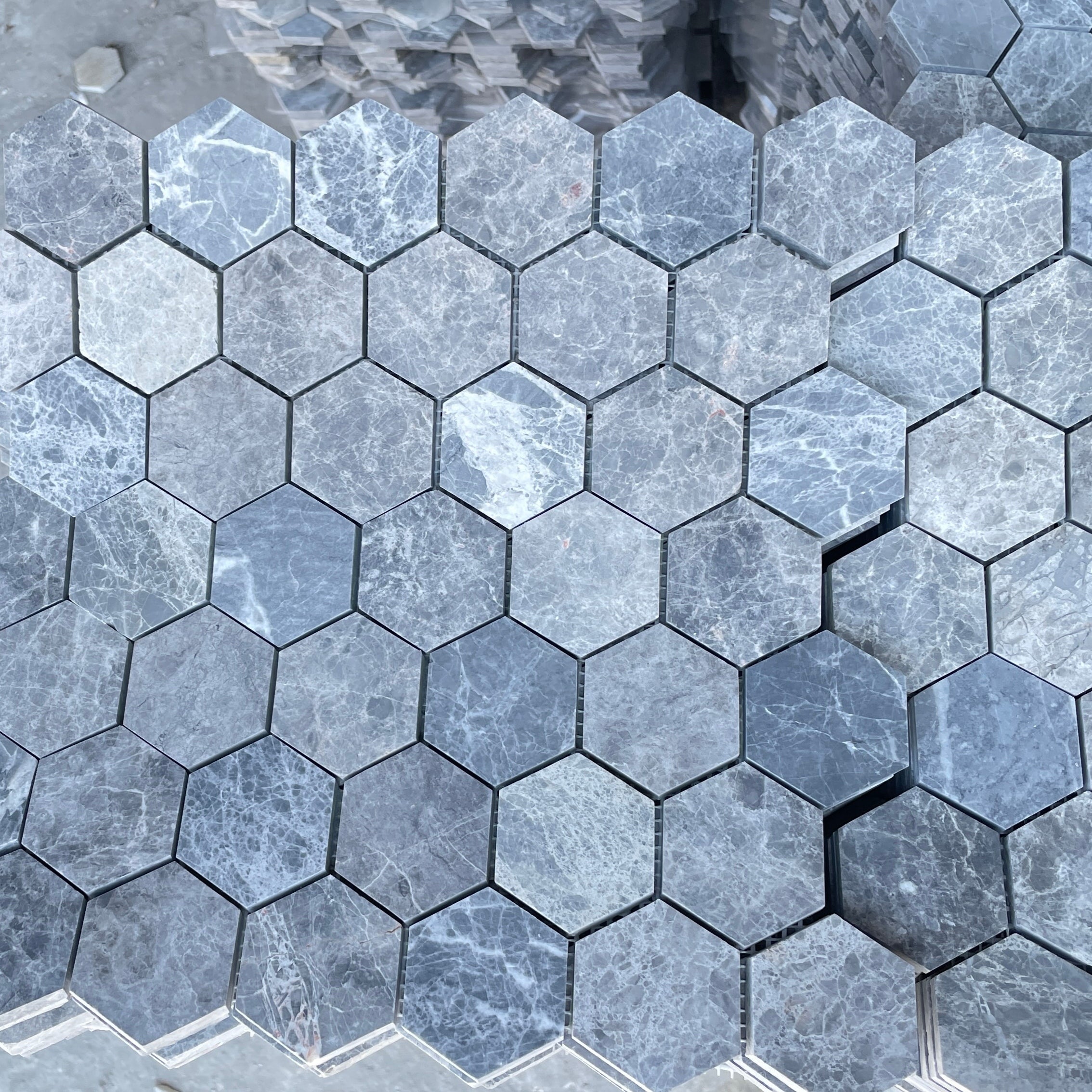 Nghệ thuật Treo Tường Gạch Mosaic Đá Cẩm Thạch Xám Bóng Thiết Kế Hiện Đại Dùng Cho Khách Sạn