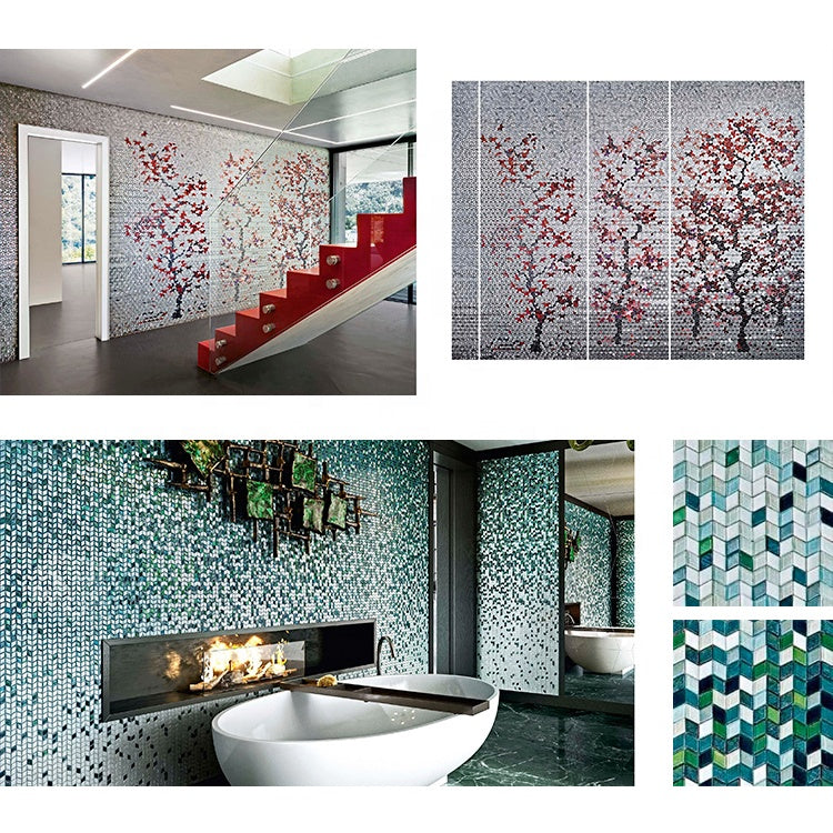 Tranh Tường Gạch Mosaic Nghệ Thuật Hình Thoi Vàng Mosaic Họa Tiết Hoa Lấp Lánh Thủ Công Tùy Chỉnh Chống Nước Ghép Hình Mosaic Chuyển Sắc Hồ Bơi Spa