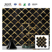Tự làm đồ thủ công trang trí gạch tàu điện ngầm vàng hoa văn đá cẩm thạch hình dán tường gỗ dán tường ốp tường khảm