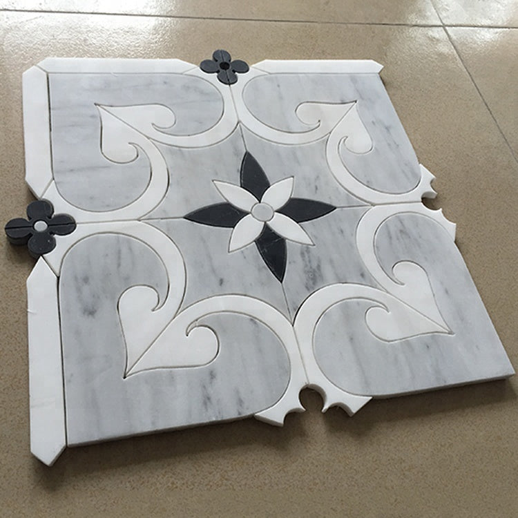 Gạch Mosaic Cắt Tia Nước Họa Tiết Độc Đáo Đá Cẩm Thạch Xám Bóng