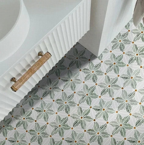 Mosaic Hoa Đá Tự Nhiên Trang Trí Bể Bơi Xanh