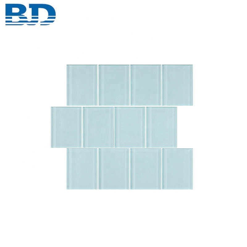 Gạch Mosaic Kính Trang Trí Kiểu Subway Bố Cục So Le, Bề Mặt Mờ, Cạnh Vát Thẳng, Dùng Cho Tường Phòng Tắm Và Vách Kệ Bếp