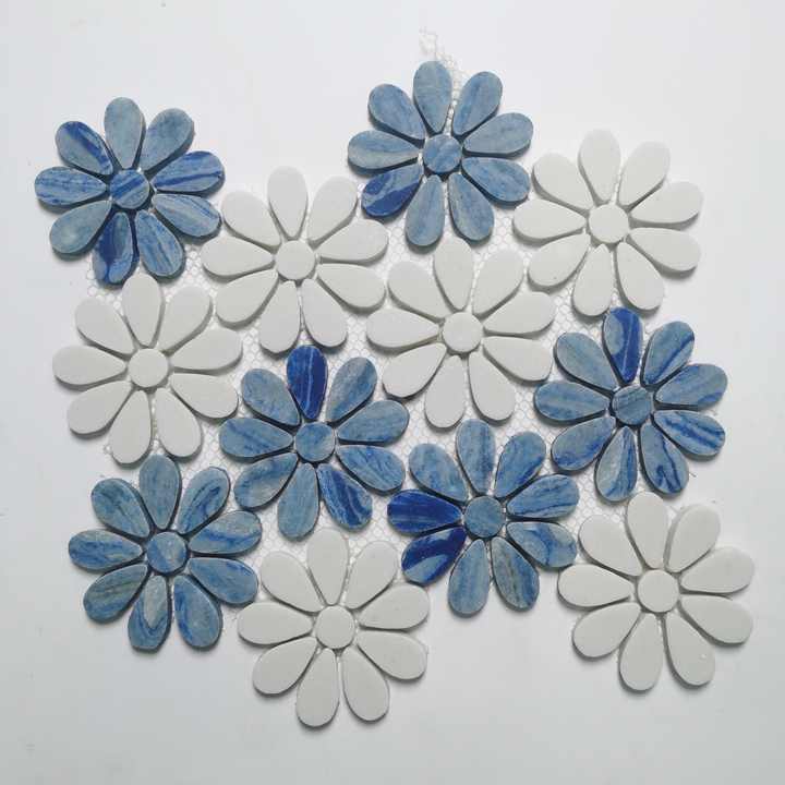 Gạch ốp tường bếp màu vàng khảm đá cẩm thạch hoa nhựa tùy chỉnh OMK Blue cho phòng tắm khách sạn