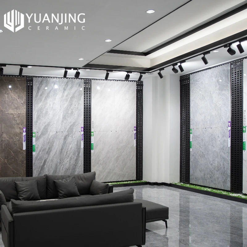 Gạch lát sàn và ốp tường sứ vân đá cẩm thạch bóng màu xám nhạt 400x800mm cho phòng tắm và nội thất