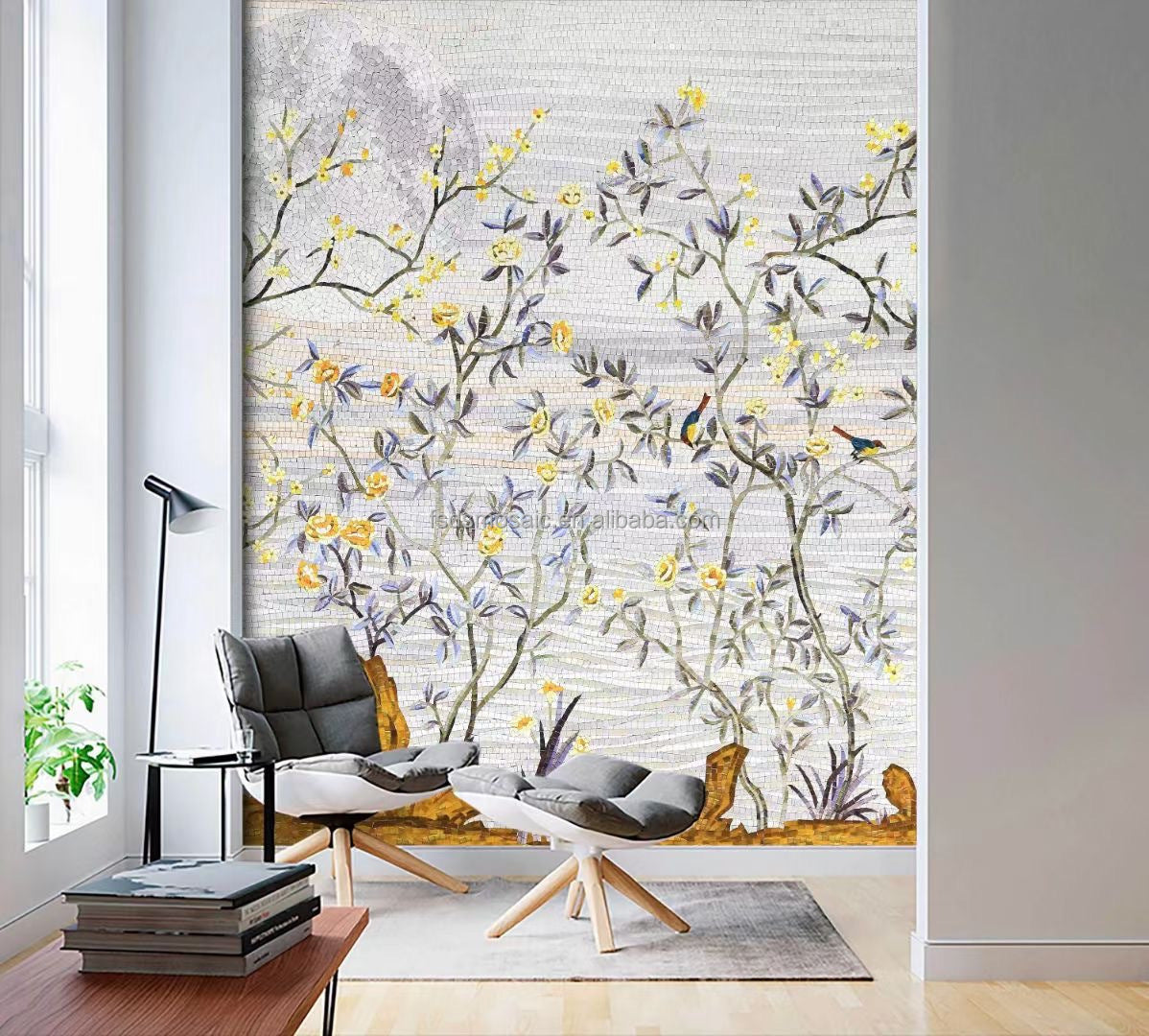 Tranh khảm kính thủ công trang trí tường khách sạn, phòng tắm cao cấp