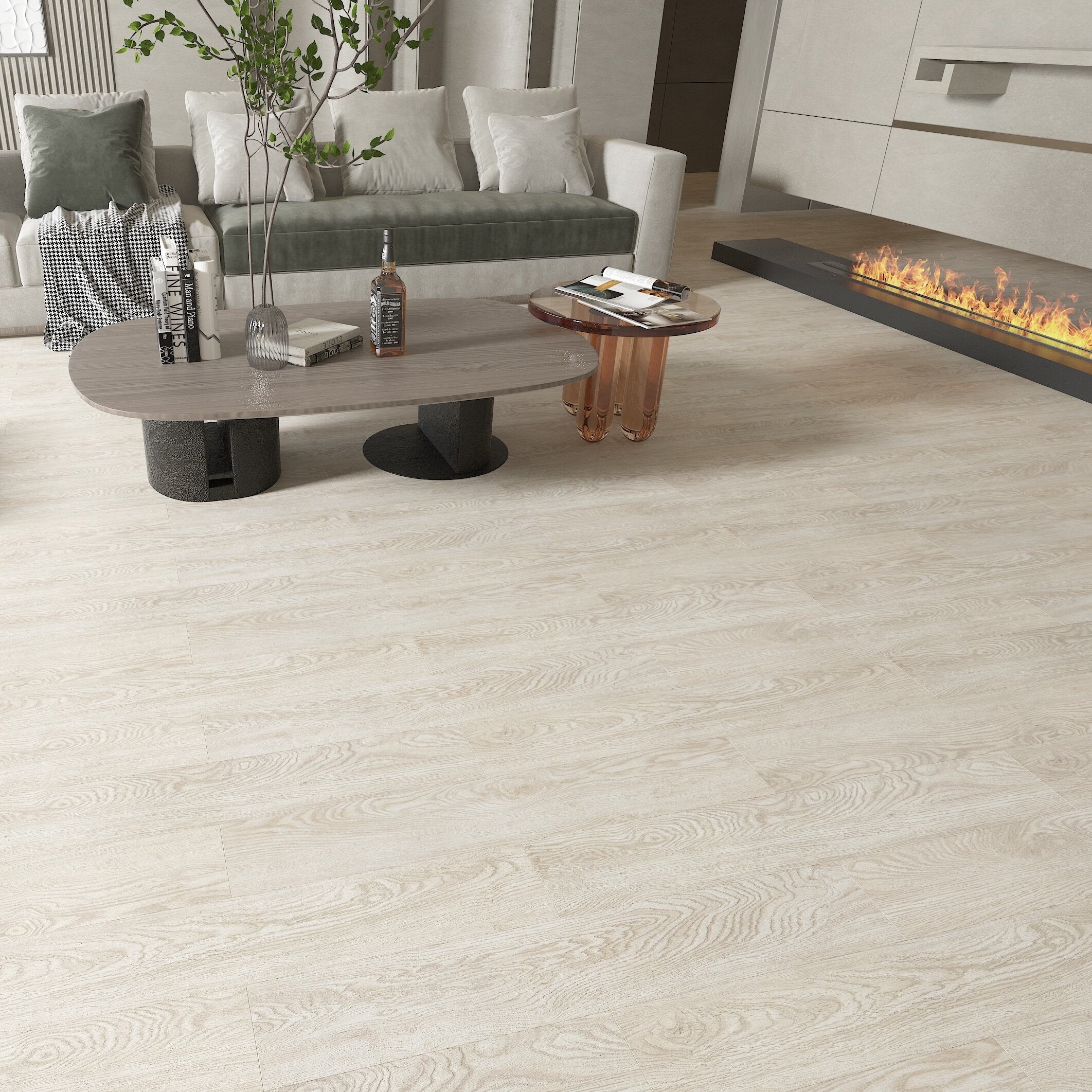 Sàn nhựa Tấm SPC Vinyl PVC Hèm khóa Chống nước Chống mài mòn Chống trượt Vân gỗ kiểu nhà máy