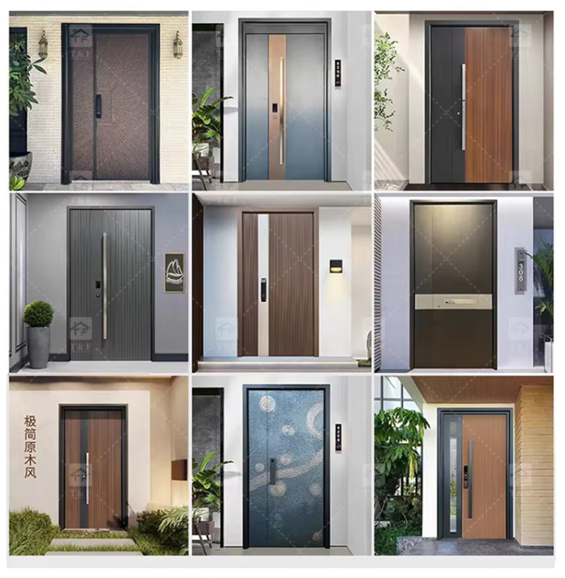 Cửa Chính Nhôm An Ninh Hoàn Thiện Chống Thấm Nước Phong Cách Hiện Đại Tối Giản