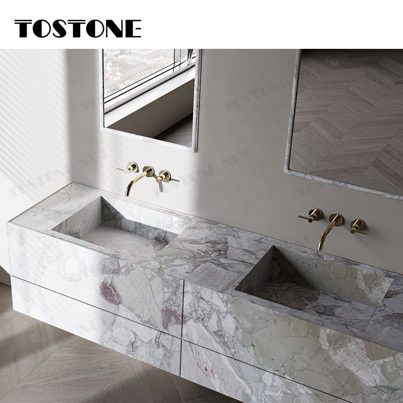 Tostone Bàn trang điểm đá cẩm thạch Monet sang trọng, bền bỉ, cao cấp