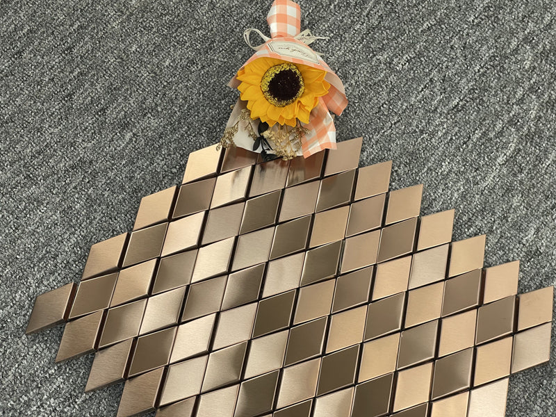 Gạch ốp tường mosaic gốm và kim loại vàng hồng kim cương 3D sang trọng