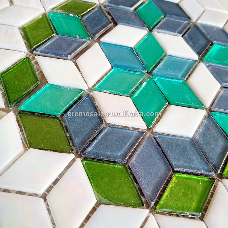 Tranh Tường Gạch Mosaic Nghệ Thuật Hình Thoi Vàng Mosaic Họa Tiết Hoa Lấp Lánh Thủ Công Tùy Chỉnh Chống Nước Ghép Hình Mosaic Chuyển Sắc Hồ Bơi Spa