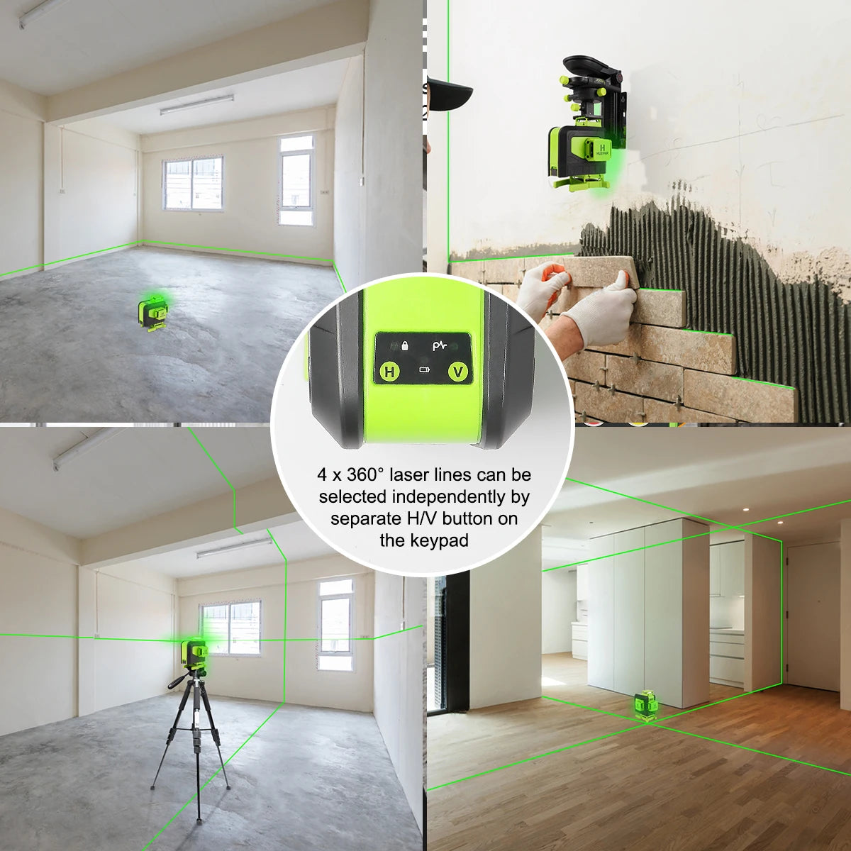 Huepar Laser 4D 16 Tia Cross Line Xanh Dieu Kien Tu Xa
