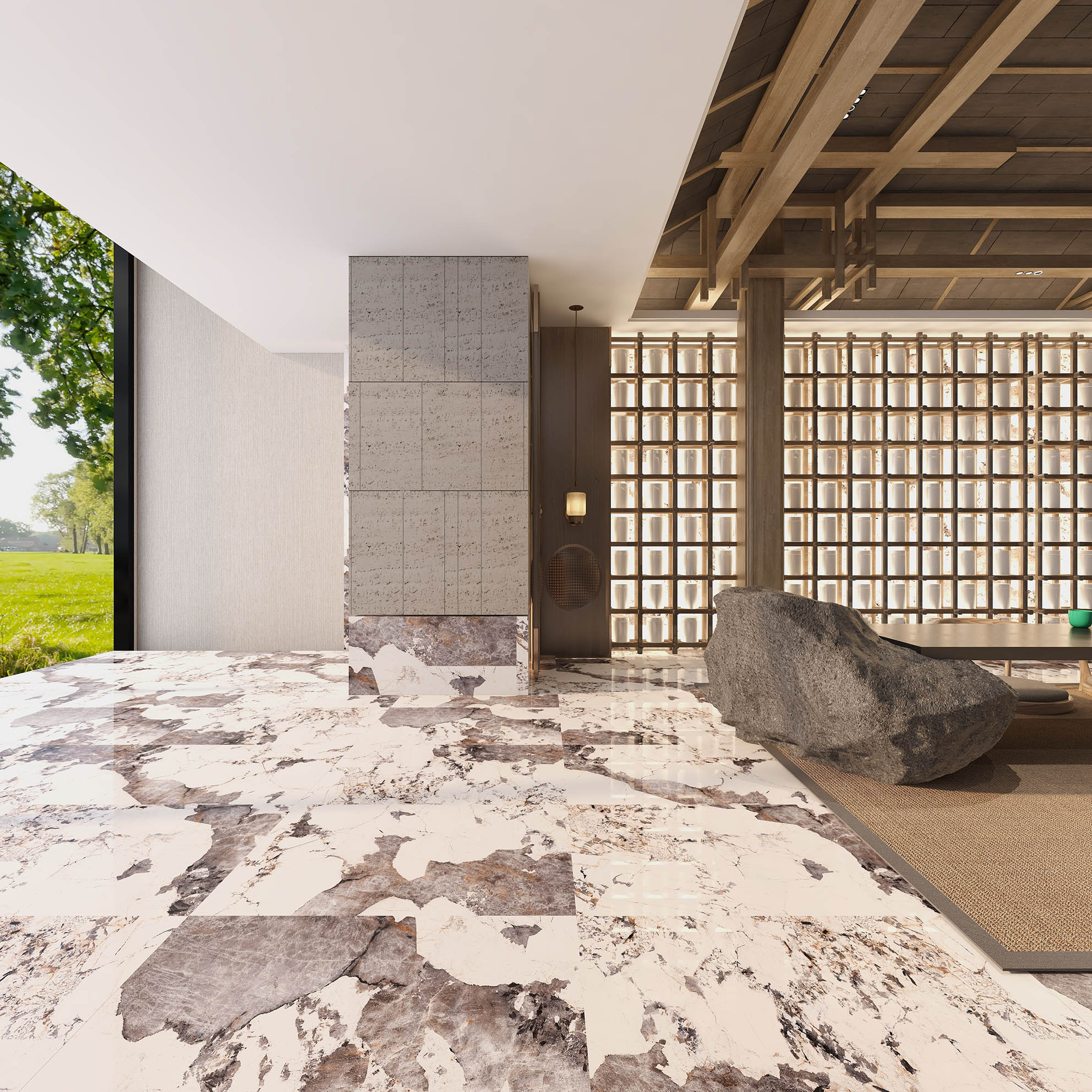 Tấm Sứ Ốp Tường Cao Cấp Vân Đá Cẩm Thạch, Tráng Men Bóng Cao, Màu Trắng 1200x600