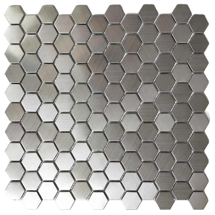 Gạch Mosaic Kim Loại Thép Không Gỉ Hình Lục Giác Sang Trọng