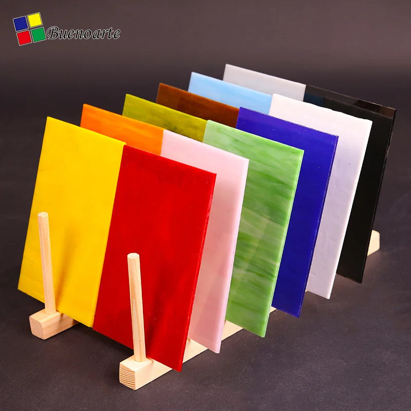 10x10cm 12Pcs/Set Stained Glass Sheet & Cathedral Glass Sheet for Diy Art Mural Tiffany Glass Tile and Diy Mosaic Lamp Kits