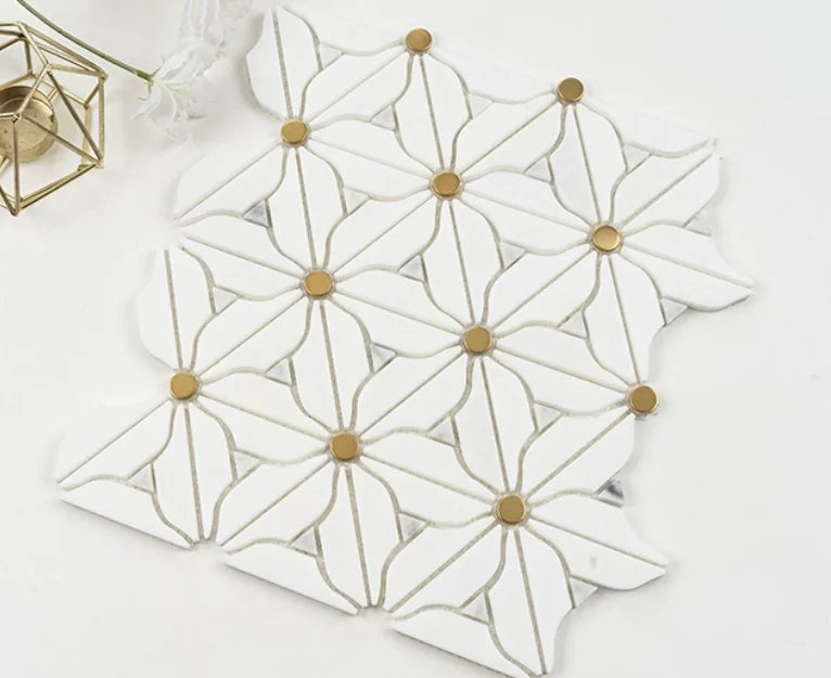 Mosaic Hoa Đá Tự Nhiên Trang Trí Bể Bơi Xanh