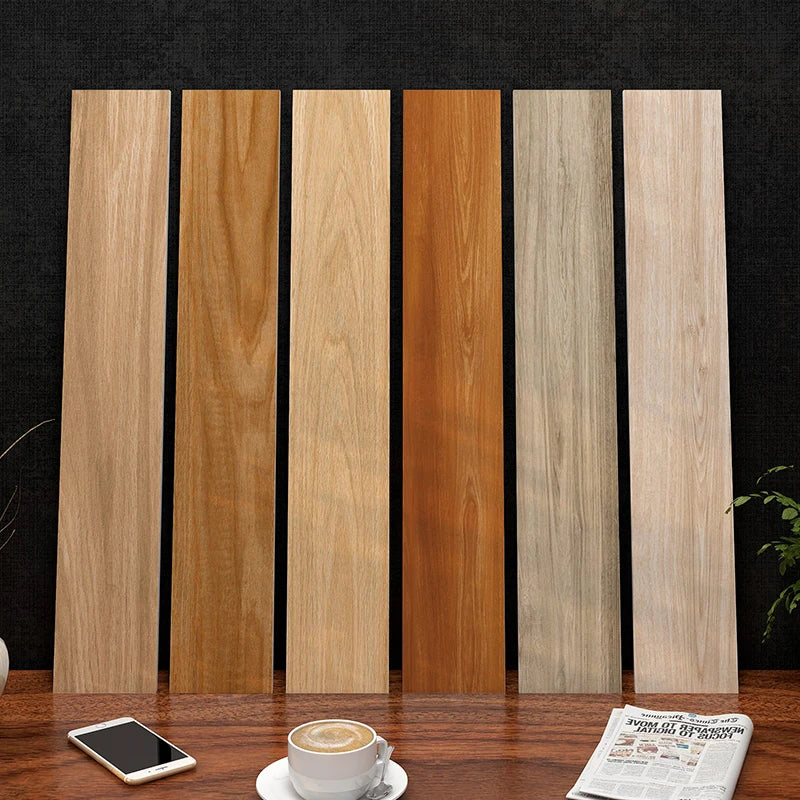 Gạch Porcelain Lát Sàn Vân Gỗ Nâu Xương Đồng Chất Mài Cạnh Chống Trượt Giả Cổ Phong Cách Bắc Âu Cho Phòng Ngủ Kích Thước 150x900mm
