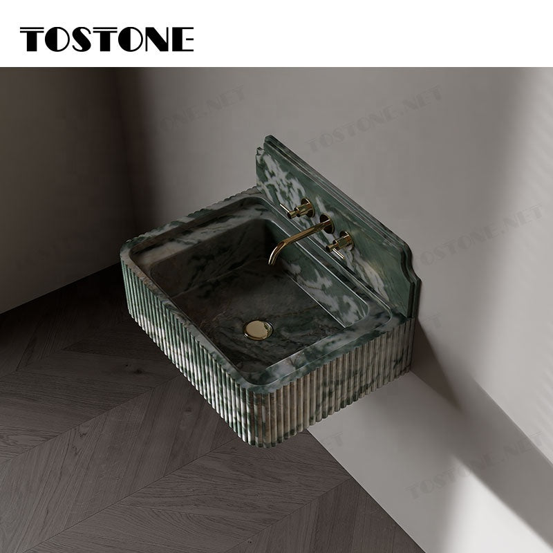 Chậu Rửa Đá Cẩm Thạch Rồng Xanh Vành Lượn Sóng